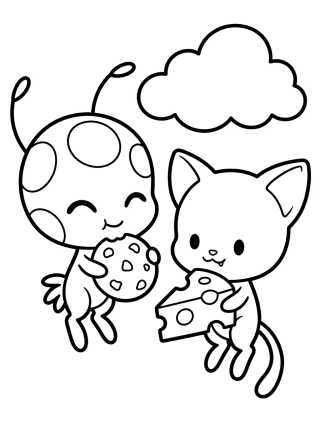 Desenho de Kwamis Tikki y Plagg Tiernos para colorir e imprimir grátis