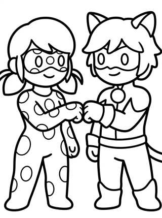 Desenho de Ladybug y Cat Noir Juntos para colorir e imprimir grátis