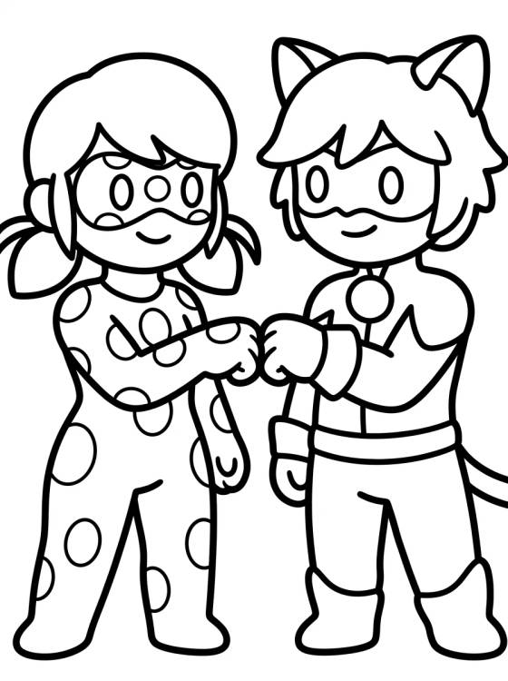 Desenho de Ladybug y Cat Noir Juntos para colorir e imprimir grátis