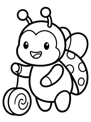 Desenho de Ladybug Tierna con Yo-yo para colorir e imprimir grátis