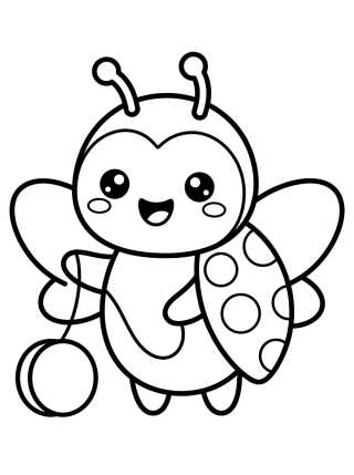 Desenho de Ladybug Kawaii Sonriendo para colorir e imprimir grátis