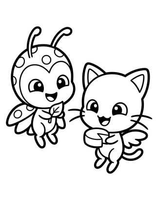 Desenho de Tikki y Plagg Kwamis Tiernos para colorir e imprimir grátis