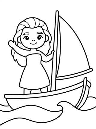 Desenho de Moana Navegando en su Bote para colorir e imprimir grátis