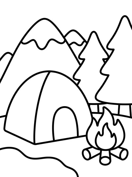 Desenho de Campamento al Pie de la Montaña para colorir e imprimir grátis