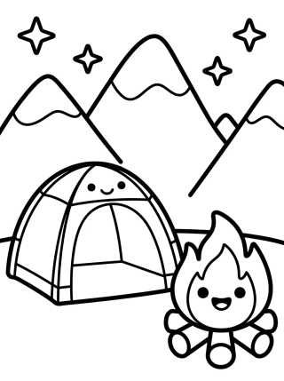 Desenho de Campamento en las Montañas para colorir e imprimir grátis