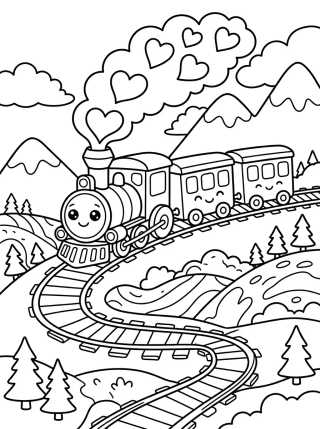 Desenho de Tren de la Montaña Kawaii para colorir e imprimir grátis