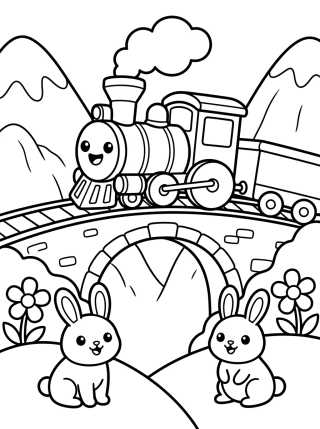 Desenho de Tren Paseando por las Montañas para colorir e imprimir grátis