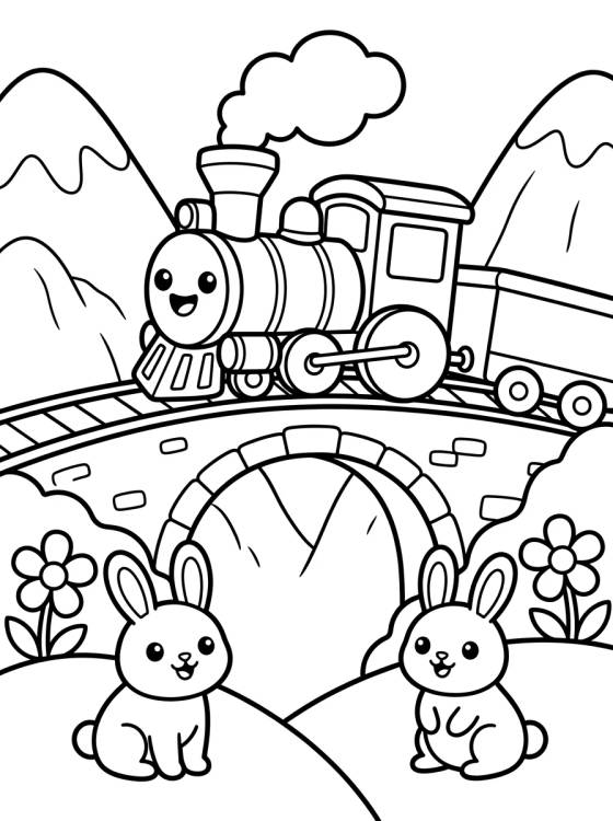 Desenho de Tren Paseando por las Montañas para colorir e imprimir grátis