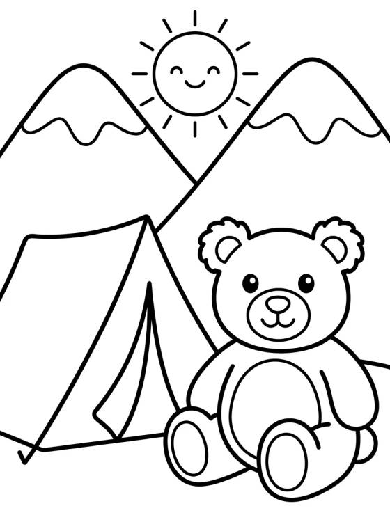 Desenho de Osito Acampando en la Montaña para colorir e imprimir grátis