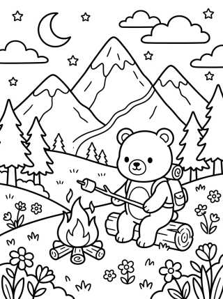 Desenho de Osito Acampando en la Montaña para colorir e imprimir grátis