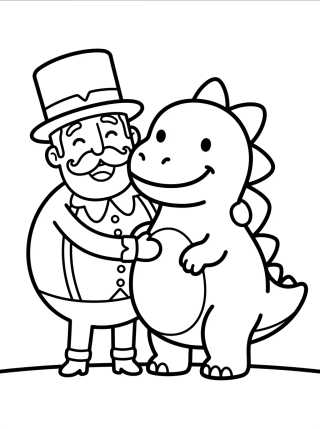 Desenho de Bita Abrazando a un Dinosaurio Tierno para colorir e imprimir grátis