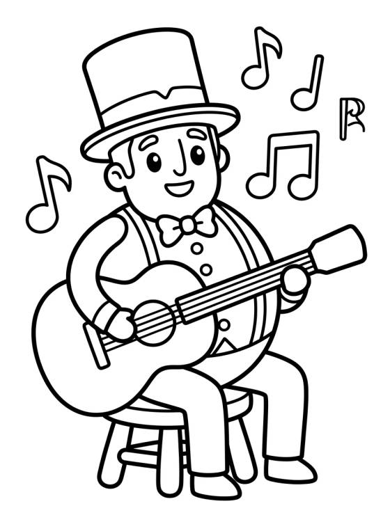 Desenho de Bita Tocando la Guitarra para colorir e imprimir grátis