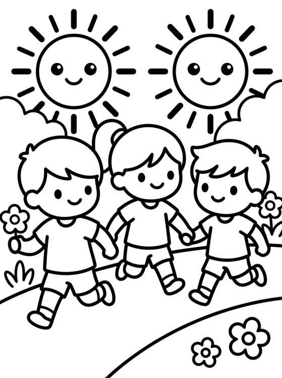 Desenho de Lila, Dan y Tito Jugando para colorir e imprimir grátis