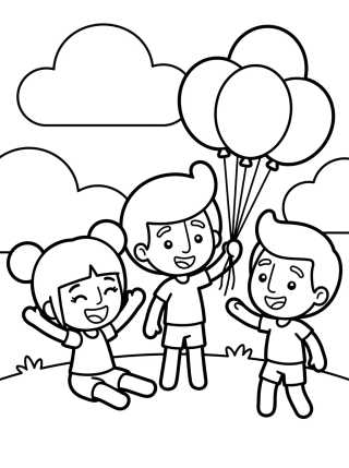 Desenho de Lila, Dan y Tito Jugando para colorir e imprimir grátis