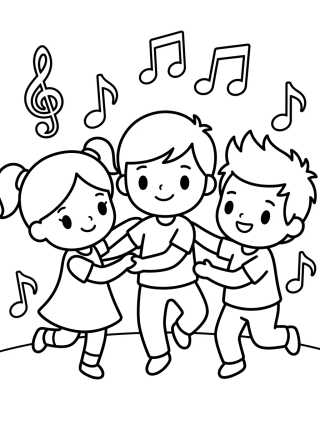 Desenho de Lila, Dan y Tito bailando para colorir e imprimir grátis