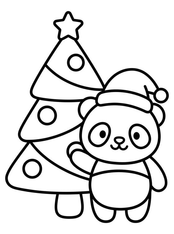 Desenho de Árbol de Navidad Decorado y Osito para colorir e imprimir grátis