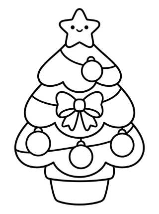 Desenho de Árbol de Navidad Tierno Decorado para colorir e imprimir grátis