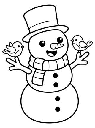 Desenho de Muñeco de Nieve Alegre con Bufanda para colorir e imprimir grátis