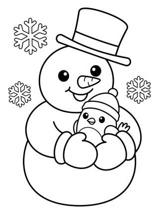 Desenho de Muñeco de Nieve Alegre para colorir e imprimir grátis