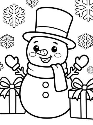 Desenho de Muñeco de Nieve de Navidad para colorir e imprimir grátis