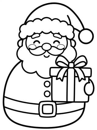 Desenho de Papá Noel Kawaii con Regalo para colorir e imprimir grátis