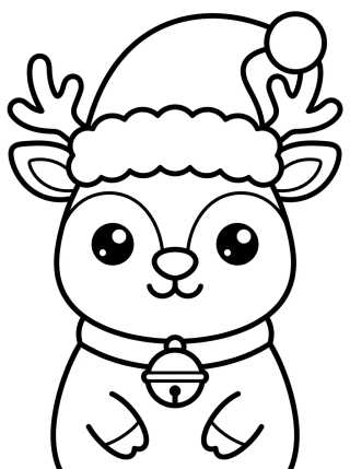 Desenho de Reno de Navidad Kawaii para colorir e imprimir grátis