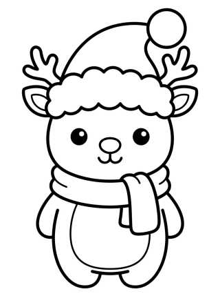 Desenho de Reno de Navidad Kawaii para colorir e imprimir grátis