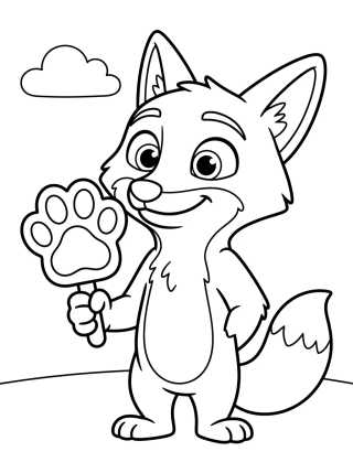 Desenho de Nick Wilde Comiendo Paleta Pawpsicle para colorir e imprimir grátis