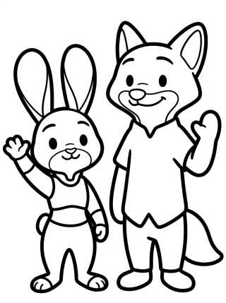 Desenho de Nick Wilde y Judy Hopps Amigos para colorir e imprimir grátis