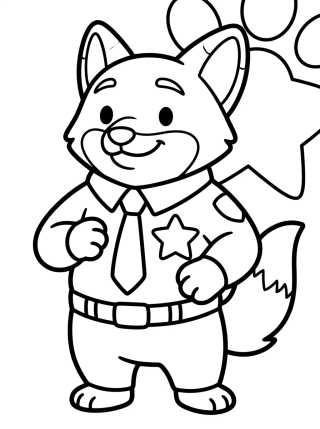 Desenho de Nick Wilde Policía Kawaii para colorir e imprimir grátis