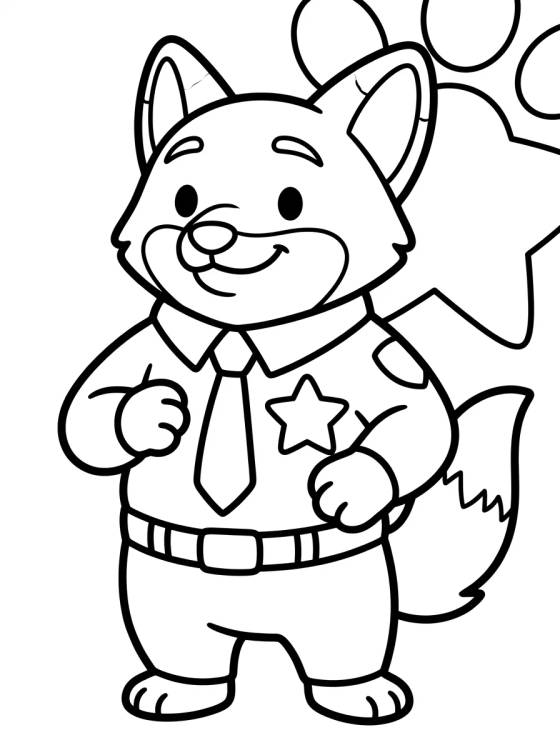 Desenho de Nick Wilde Policía Kawaii para colorir e imprimir grátis