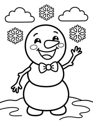 Desenho de Olaf Saludando Feliz para colorir e imprimir grátis
