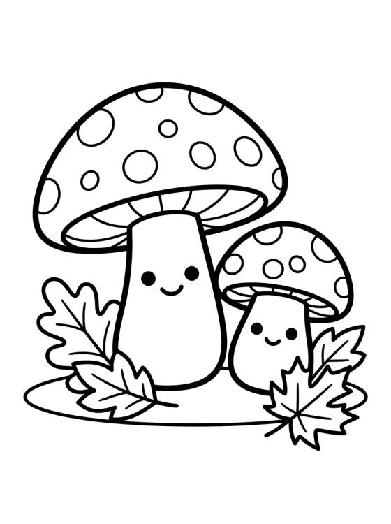 Desenho de Hongos y Hojas de Otoño para colorir e imprimir grátis