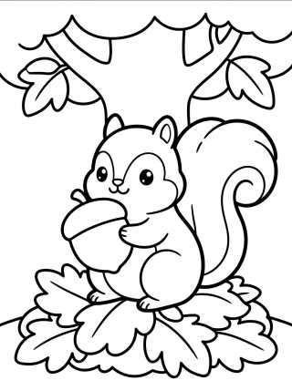 Desenho de Ardilla con Bellotas en Otoño para colorir e imprimir grátis