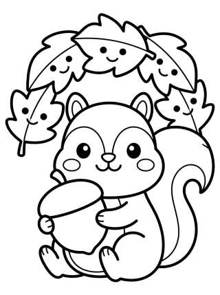 Desenho de Ardilla Linda con Bellota para colorir e imprimir grátis