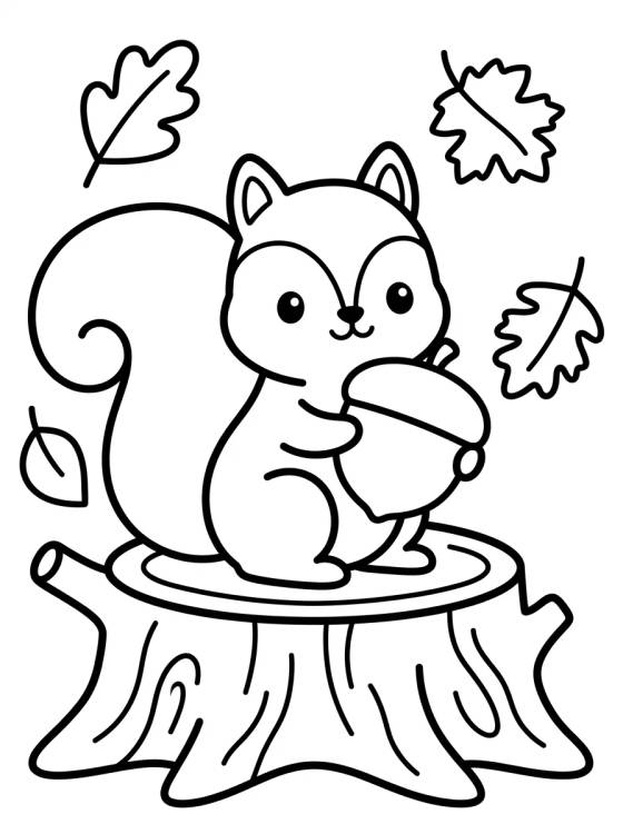 Desenho de Ardilla Tierna en Otoño para colorir e imprimir grátis