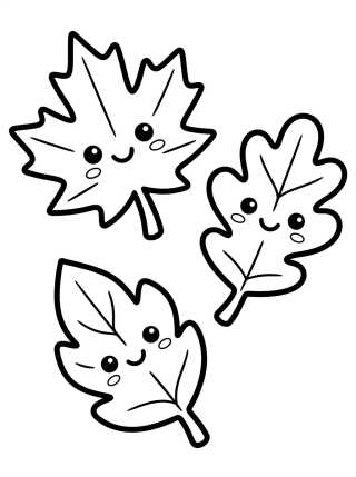 Desenho de Hojas de Otoño Sonrientes para colorir e imprimir grátis