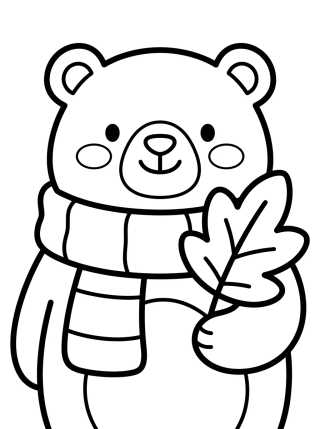Desenho de Osito con Bufanda en Otoño para colorir e imprimir grátis