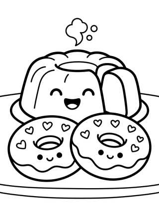 Desenho de Pastel y Donas de Panadería para colorir e imprimir grátis