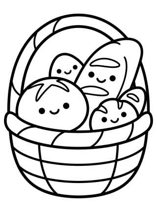 Desenho de Canasta de Panes Tiernos para colorir e imprimir grátis