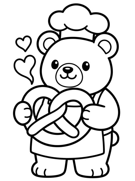 Desenho de Osito Panadero con Pretzel para colorir e imprimir grátis