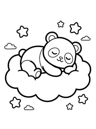 Desenho de Panda Bebé Durmiendo en la Nube para colorir e imprimir grátis