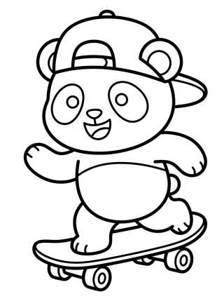Desenho de Panda Jugando con Skate para colorir e imprimir grátis