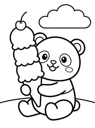 Desenho de Panda con Helado para colorir e imprimir grátis