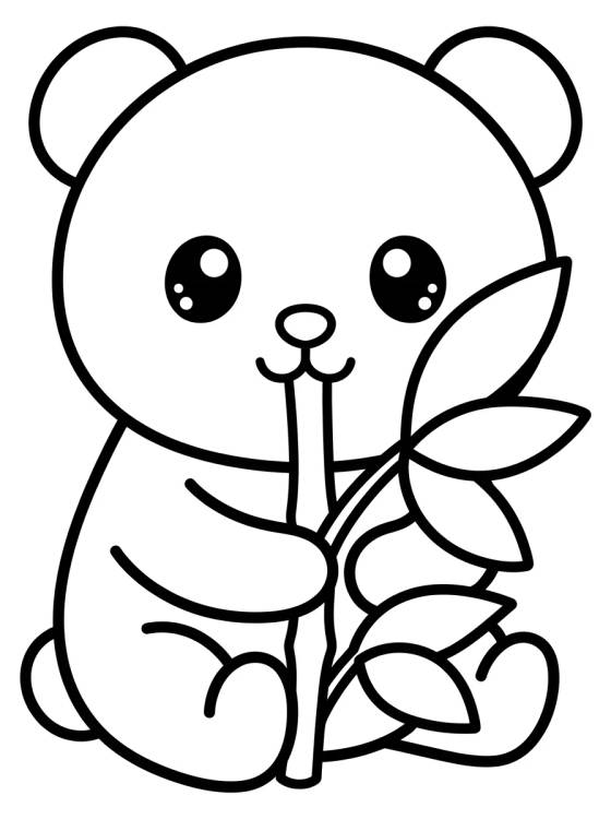 Desenho de Panda Lindo Comiendo Bambú para colorir e imprimir grátis