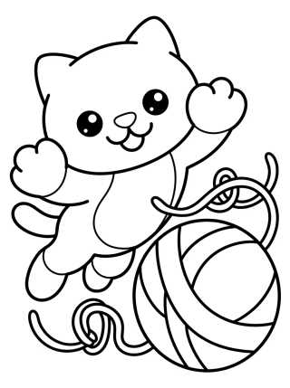 Desenho de Pandy Patas Jugando con una Bola de Lana para colorir e imprimir grátis