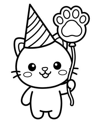 Desenho de Pandy Patas con Gorro de Fiesta para colorir e imprimir grátis