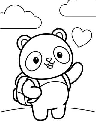 Desenho de Pandy Gato con Mochila Escolar para colorir e imprimir grátis