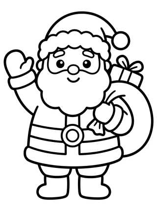 Desenho de Papá Noel Saludando Tierno para colorir e imprimir grátis