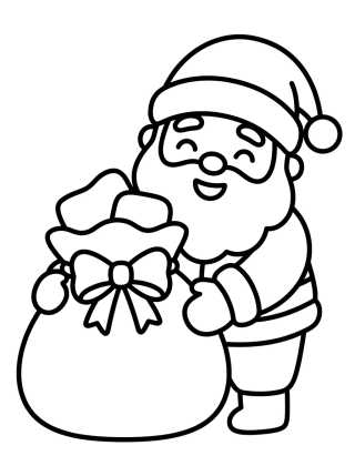 Desenho de Papá Noel con Saco de Regalos para colorir e imprimir grátis